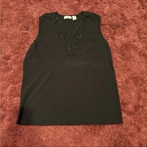 Laura Ashley Black Sleeveless Blouse with Lace Detail